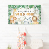 Waterverf Safari Dieren Wilde Een verjaardag Banne Spandoek (Insitu)