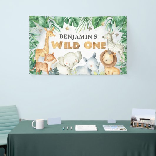 Waterverf Safari Dieren Wilde Een verjaardag Banne Spandoek (Beurs)