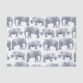Waterverf Safari Elephants & Rhinos Pattern Tissuepapier (Voorkant)