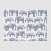 Waterverf Safari Elephants & Rhinos Pattern