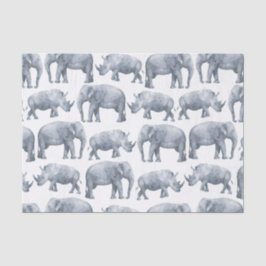 Waterverf Safari Elephants & Rhinos Pattern Tissuepapier