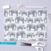 Waterverf Safari Elephants & Rhinos Pattern Tissuepapier (Craft)