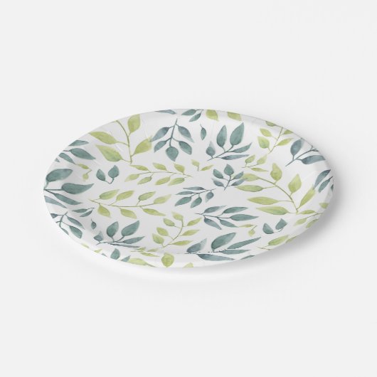 Waterverf Safari Foliage Patroon Kids Verjaardag Papieren Bordje (Gekanteld)