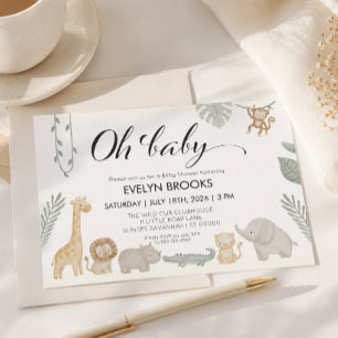 Waterverf Safari Geslachtsneutrale Baby Shower Kaart