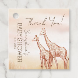 Waterverf Safari Giraffe Baby shower Dank u Bedankjes Labels