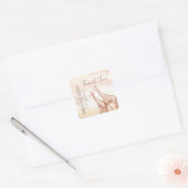 Waterverf Safari Giraffe Baby shower Dank u Vierkante Sticker (Envelop)