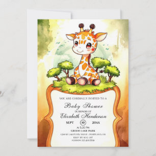 Waterverf Safari Giraffe Baby shower Kaart