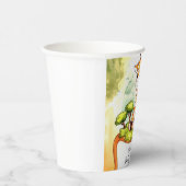 Waterverf Safari Giraffe Baby shower Papieren Bekers (Rechts)