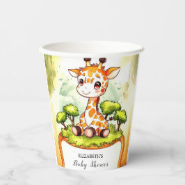 Waterverf Safari Giraffe Baby shower Papieren Bekers