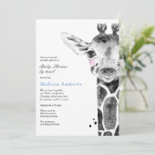 Waterverf Safari Giraffe Baby shower per post Kaart (Staand voorkant)
