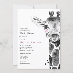 Waterverf Safari Giraffe Baby shower per post Kaart