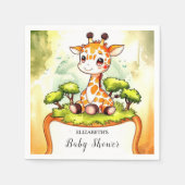 Waterverf Safari Giraffe Baby shower Servet (Voorkant)