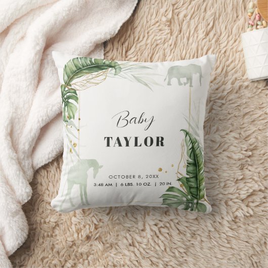 Waterverf Safari Giraffe Elephant Baby shower Kussen (Deken)