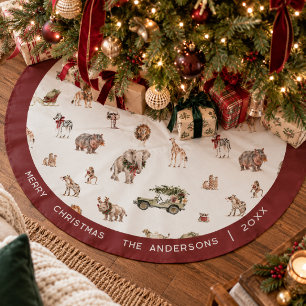 Waterverf Safari Kerst Dierenpatroon Kerstboom Rok
