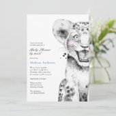 Waterverf Safari Lion Cub Baby shower per Mail Kaart (Staand voorkant)