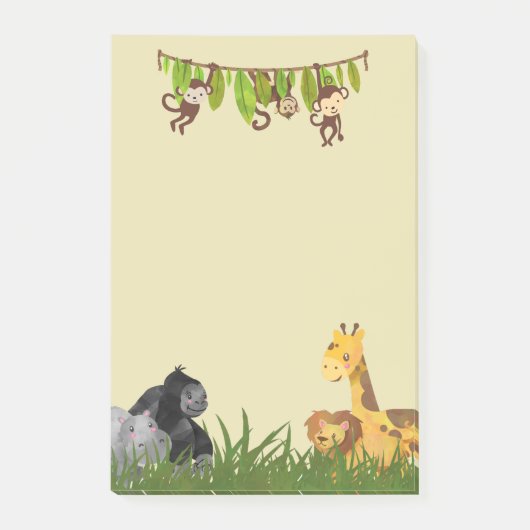 Waterverf Safari Oerwoud Animal Illustratie Post-it® Notes (Voorkant)