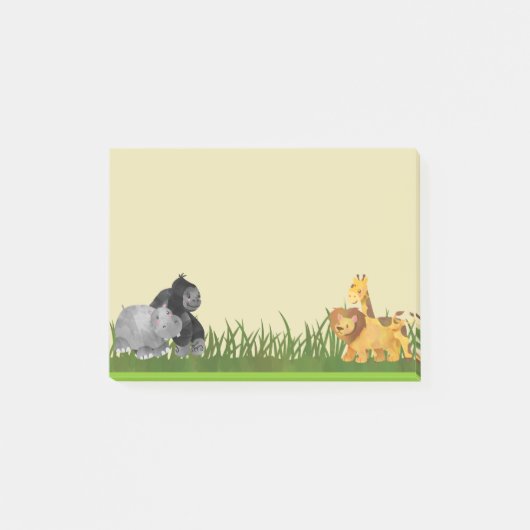 Waterverf Safari Oerwoud Animal Illustratie Post-it® Notes (Voorkant)