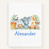 Waterverf Safari Oerwoud Animals Blue Tekening Notitieboek (Voorkant)