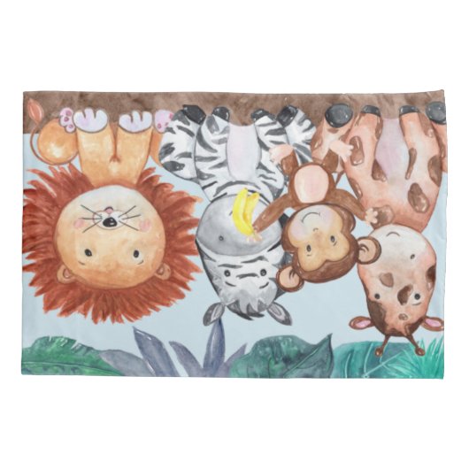 Waterverf Safari Oerwoud Animals Pillowcase Kussensloop (Achterkant)