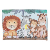 Waterverf Safari Oerwoud Animals Pillowcase Kussensloop (Voorkant)