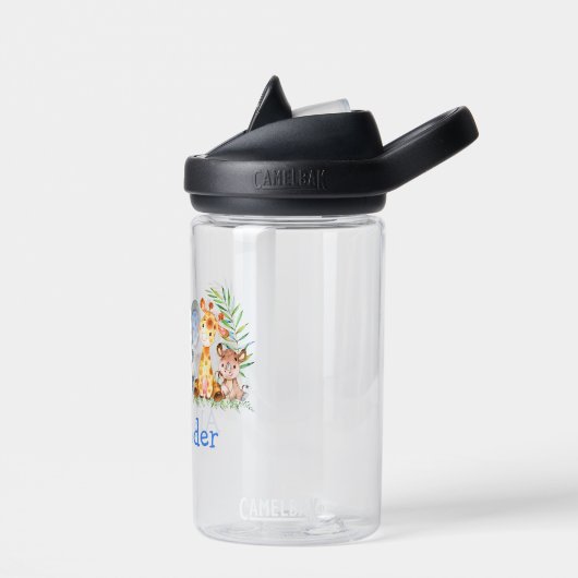 Waterverf Safari Oerwoud Baby Animals Blue Name Waterfles (Links)