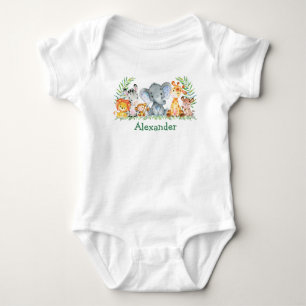 Waterverf Safari Oerwoud Baby Animals Romper