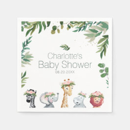 Waterverf Safari Oerwoud Baby shower Paper Napkins Servet