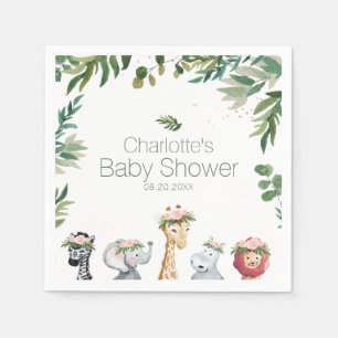 Waterverf Safari Oerwoud Baby shower Paper Napkins Servet