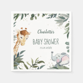 Waterverf Safari Oerwoud Baby shower Paper Napkins Servet