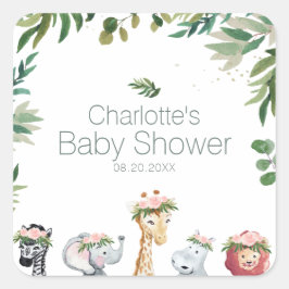 Waterverf Safari Oerwoud Baby shower Sticker
