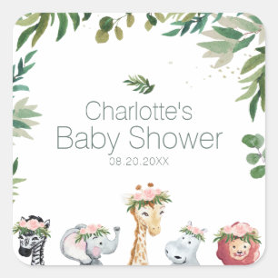 Waterverf Safari Oerwoud Baby shower Sticker
