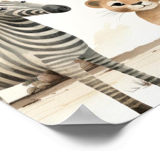 Waterverf Safari Oerwoud Baby shower Welkom Poster (Hoek)