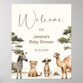 Waterverf Safari Oerwoud Baby shower Welkom Poster (Voorkant)