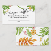 Waterverf Safari Oerwoud Diaper Raffle Ticket Encl Informatiekaartje (Voorkant / Achterkant)