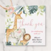 Waterverf safari oerwoud dieren meisje baby shower bedankjes labels (Voorkant)