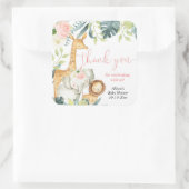 Waterverf safari oerwoud dieren meisje baby shower vierkante sticker (Tas)