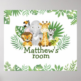 Waterverf Safari Oerwoud Tropische Dieren Groen Poster