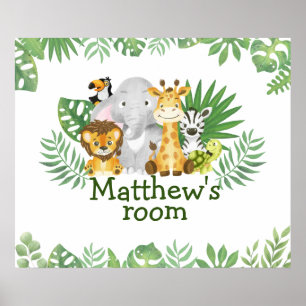 Waterverf Safari Oerwoud Tropische Dieren Groen Poster