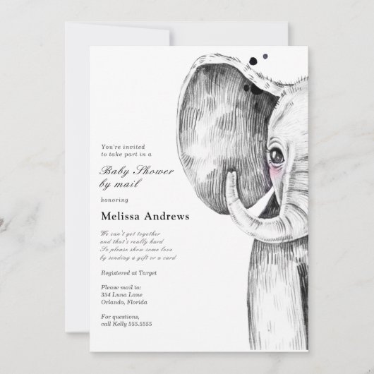 Waterverf Safari Olifant Baby shower per Mail Kaart (Voorkant)