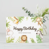 Waterverf Safari-vrienden Tropische verjaardag (Staand voorkant)