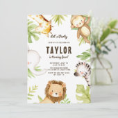 Waterverf Safari-vrienden Tropische verjaardag Kaart (Staand voorkant)