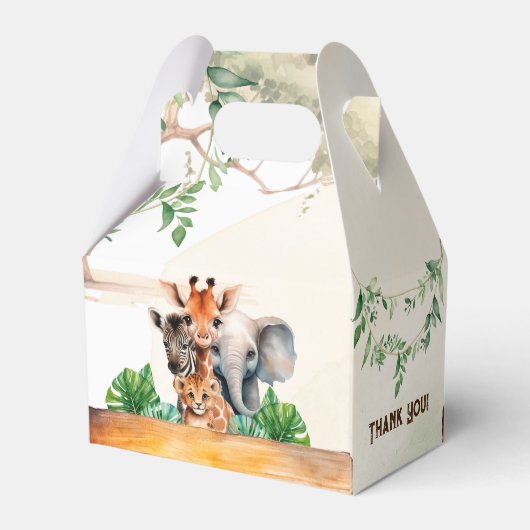 Waterverf Safari Wild Een Verjaardag Bedankdoosjes (Achterkant)