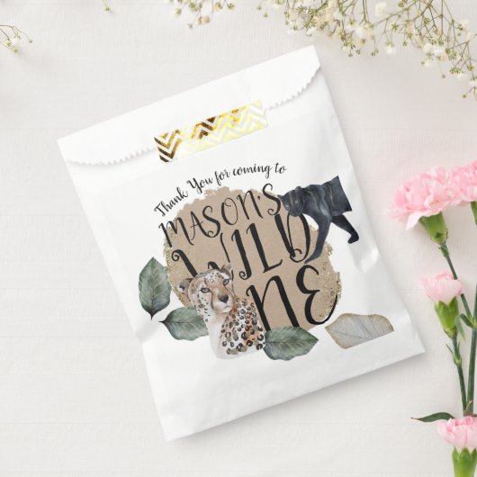 Waterverf Safari Wild One Animal Birthday Party Bedankzakje (Gezegeld)