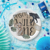 Waterverf Safari Wild One Animal Birthday Party Papieren Bordje (Feest)