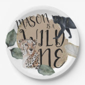 Waterverf Safari Wild One Animal Birthday Party Papieren Bordje (Voorkant)