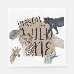 Waterverf Safari Wild One Animal Birthday Party Servet