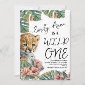 Waterverf Safari Wild One Baby Animal Birthday B Kaart (Voorkant)