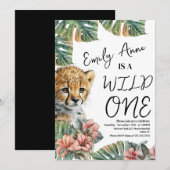 Waterverf Safari Wild One Baby Animal Birthday B Kaart (Voorkant / Achterkant)