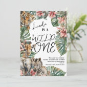 Waterverf Safari Wild One Baby Animals Kaart (Staand voorkant)