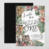 Waterverf Safari Wild One Baby Animals Kaart (Voorkant / Achterkant)